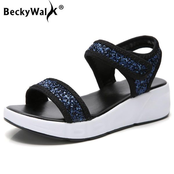 

sandals 2021 women platform summer gladiator shoes thick heels ladies wedge sandalias zapatos mujer wsh3563, Black