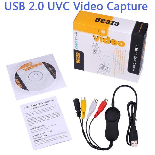 

audio cables & connectors usb 2.0 uvc video capture analog recording for xbox ps3 vhs old camera support windows linux mac win10