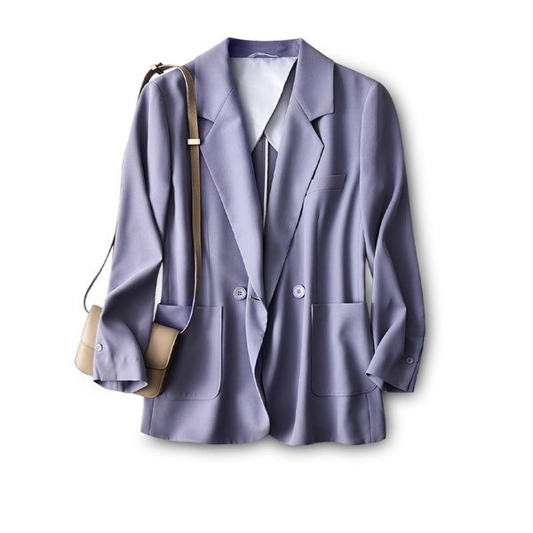

women's suits & blazers shuchan blazer women purple spring/autumn pockets solid double breasted notched collar jackets, White;black