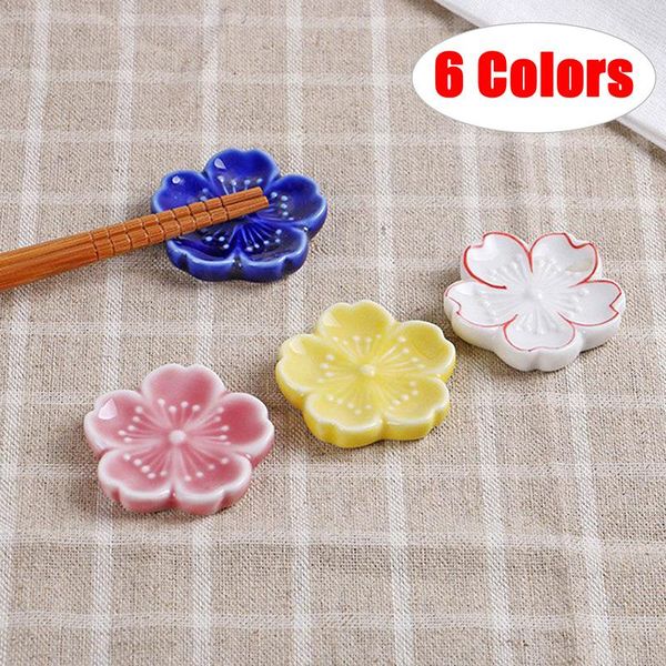 

chopsticks multi-color chopstick rest sakura flover ceramic shelf prevents holder slipping off diy handicraft japen ornaments