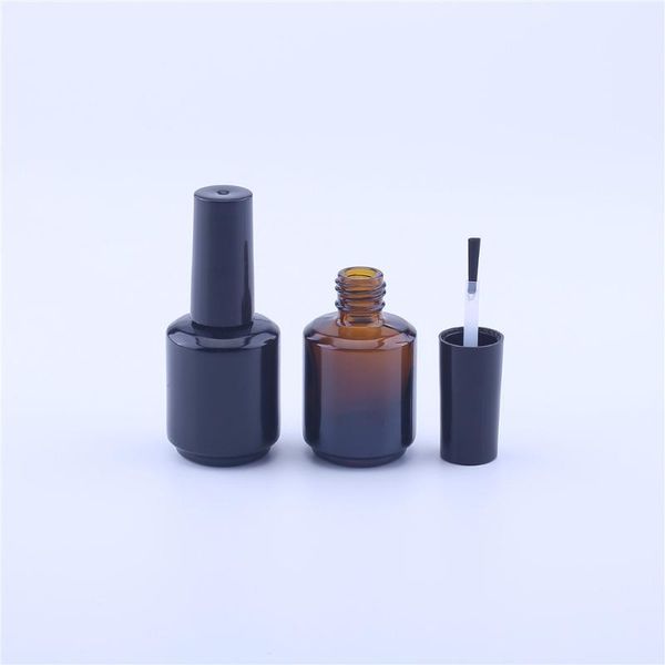 

storage bottles & jars 6pcs 15ml black/amber glass nail polish bottle empty cosmetic containers with brush