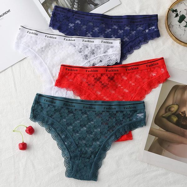 

women's panties fashion lace hollow briefs comfortable and soft close-fitting low rise underwear lingerie 3pcs/set, Black;pink