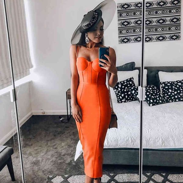 

summer women sleeveless bandage dress spaghetti strap orange bodycon evening runway club party vestido 210423, Black;gray