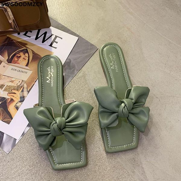 

slippers butterfly knot women summer 2021 beach shoes woman sliders ladies zapatos de mujer zapato, Black