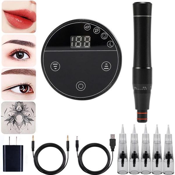 

tattoo guns kits professional digital set microneedles permanent makeup rotary machine derma pen for eyebrow eyeliner lip