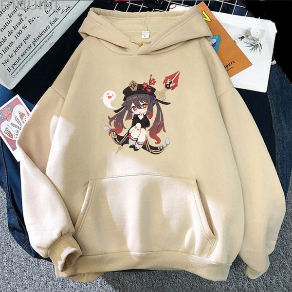 

men's hoodies & sweatshirts autumn anime genshin impact hu tao printed men women pullover harajuku sweatshirt streetwear boy girl grung, Black
