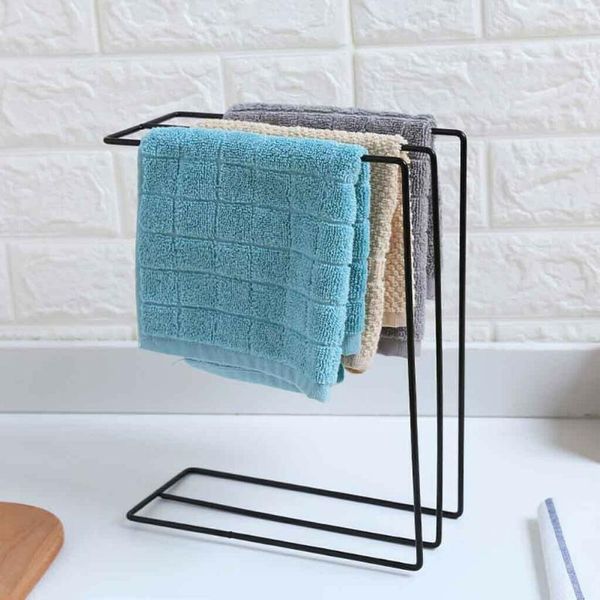 

kitchen washing towel rag drainer holder storage rack hanging shelf iron dishwashing white black & organization