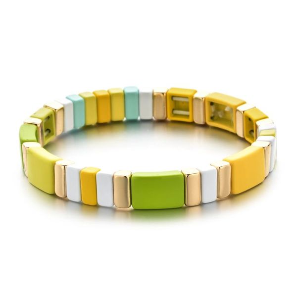 

charm bracelets zmzy bohemian simple handmade enamel tila bracelet women girls wristband stackable color block jewelry, Golden;silver