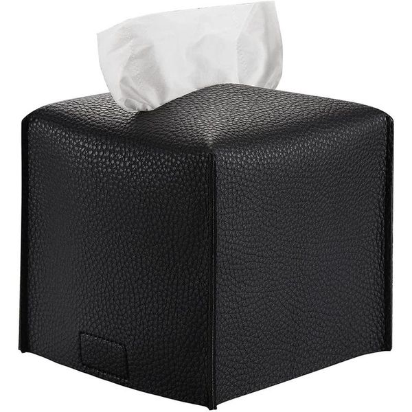 

tissue boxes & napkins box cover, decorative leather square holder for bathroom vanity counter, desk, el, restaurant