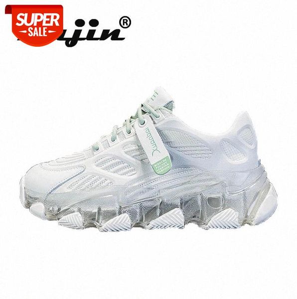 

fujin women 2021 sneakers breathable shoes chunky white casual fashion thick bottom causal lace up #cl03