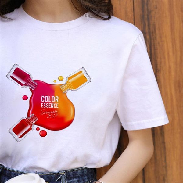 

And Women 3d Nail Mens T Shirt Polish Printed Female White Harajuku Graphic O Neck Aesthetics, White;black