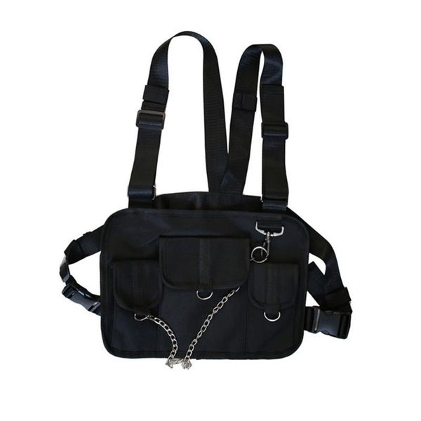 

men women pockets outdoor sports adjustable strap cross shoulder hip hop chest rig bag fashion vest type radio walkie talkie waist bags