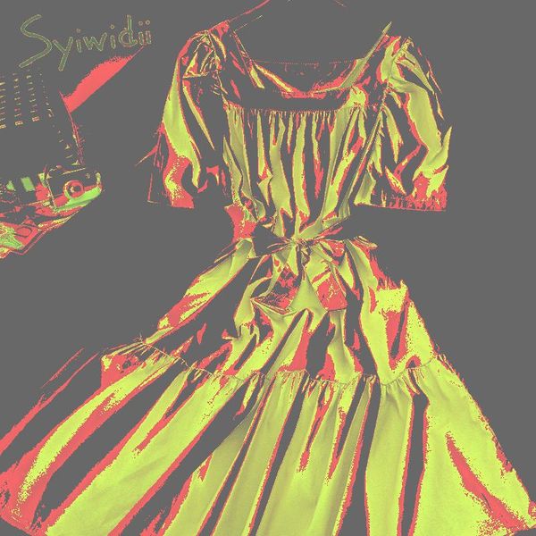 

casual dresses syiwidii fashion ruffles high waist shirts women bow lace up puff sleeve square collar a-line solid clothing 2021 summer, Black;gray