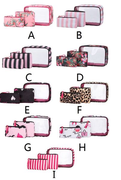 

portable pvc cosmetic bag kits in 3pcs small medium larger outdoor waterproof fashion makeup bags set travel size cosmetics storage cases 9