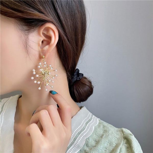 

stud korea's pearl earrings female 2021 luxury geometric statement earring ear jewelry women, Golden;silver