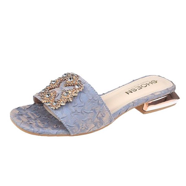 

slippers summer women's fashion simple vamp buckle design rhinestones embellish the trend of all-match 2021, Black