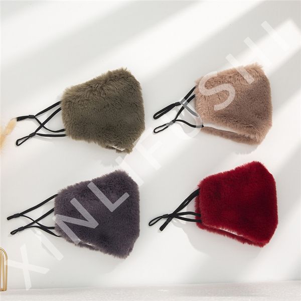 

SUS9 two layer cotton dust proof pure color designer masks plush filter piece polyester adult two layer cotton dust proof pure mask color p