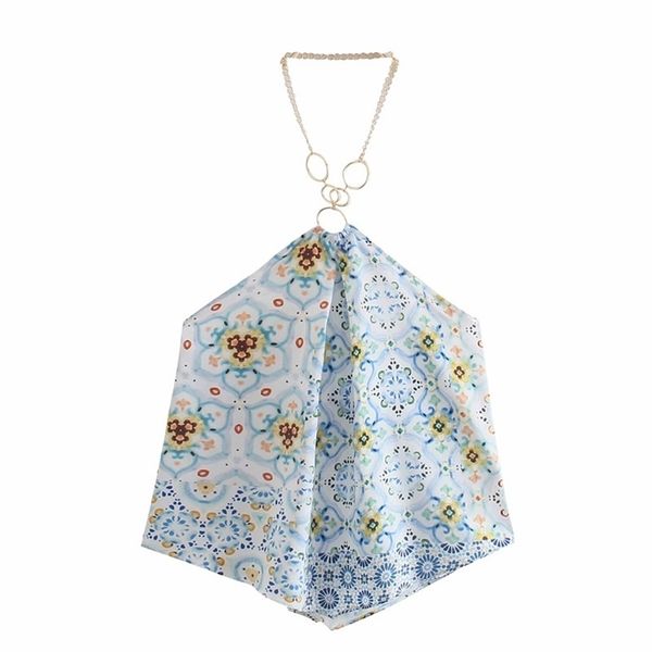 

women halter sling summer fashion ladies high street sweet female patchwork print cropped suspender 210515, White