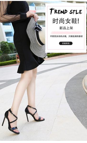 

sandals rocwickline summer and autumn women's super high heels buckle strap round toe shallow thin concise office lady, Black