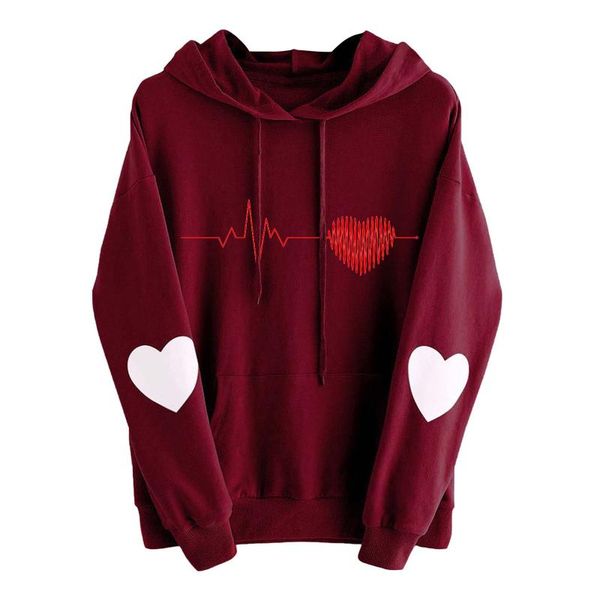 

women's hoodies & sweatshirts heart hoodie sweatshirt japanese kawaii streetwear for couple 2021 womens harajuku long sleeve female jum, Black