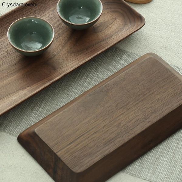 

kitchen storage & organization black walnut whole wood rectangular tray fruit snack dish wooden plate friendly kungfu tea serving