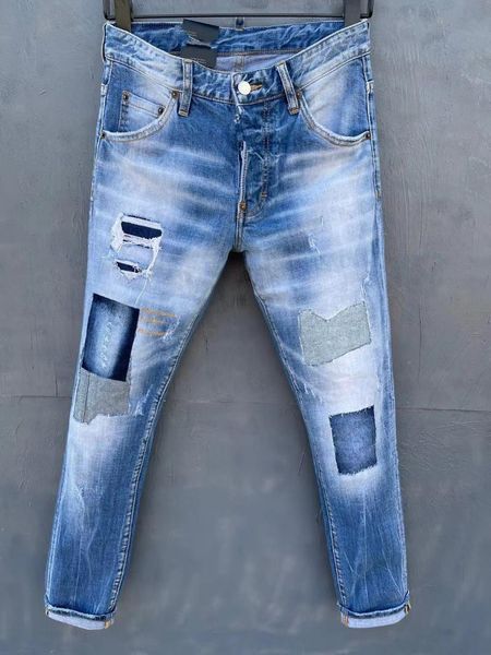 

men's jeans uk0977 fashion 2021 runway luxury european design party style clothing, Blue