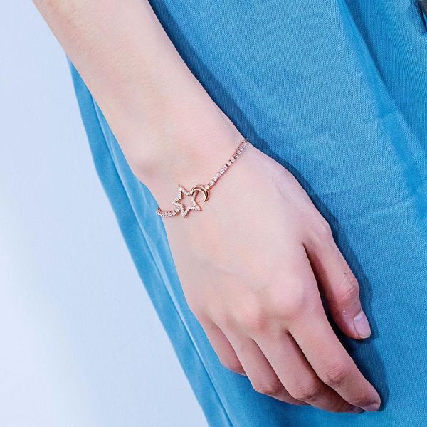 

charm bracelets selling hand ornaments fashion five pointed star moon copper plated gold women's bracelet girlfriends and, Golden;silver