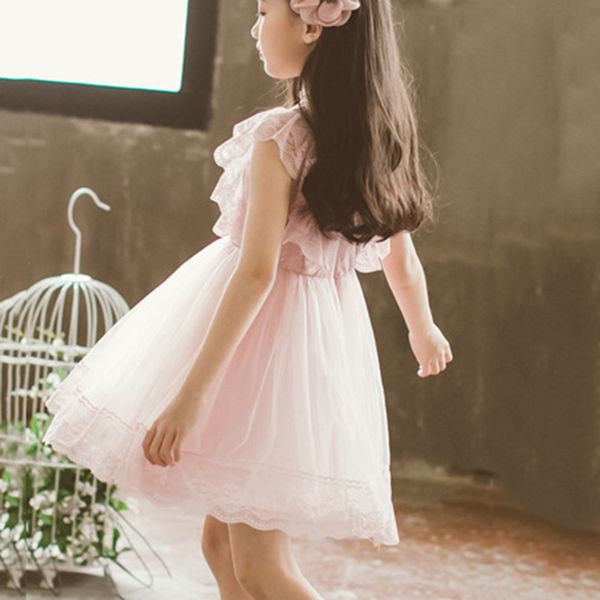 

summer girls purple pink flowers dresses big girls sweet clothing kid cute lace tutu comfortable dress children fashion costumes, Red;yellow