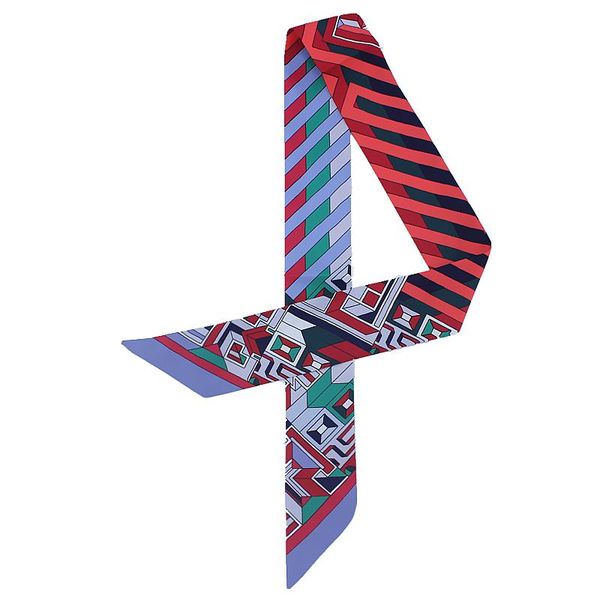 

scarves women silk scarf twill ribbon skinny scarfs lady hair neck female striped print head tie 2021, Blue;gray