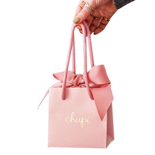 

gift wrap 1000/pcs wholesale custom logo white paper bag luxury wedding favor packaging with foil gold printed for jewelry