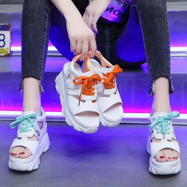 

sandals summer shoes woman white platform comfortable women thick sole beach wedge ladies shoe, Black