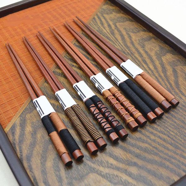 

pairs handmade japanese natural chestnut wood sushi chopsticks set value gift chinese