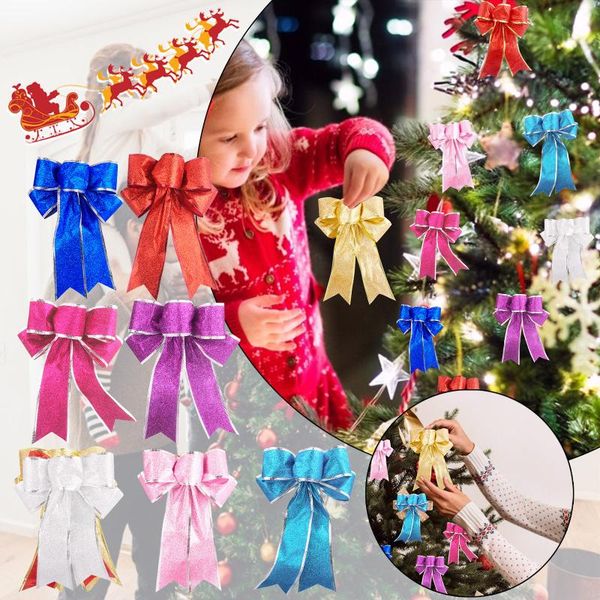 

christmas decorations xmas handmade cloth linen plaid bowknot gifts box bows tree diy for home year decor