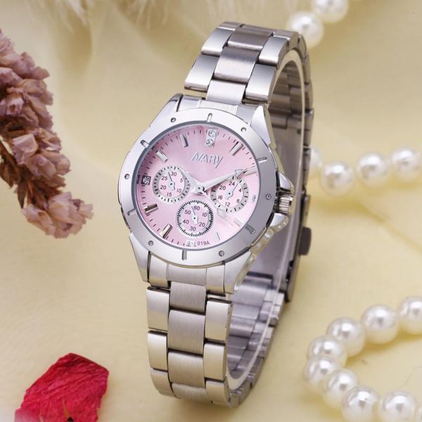 

fashion ladies watches women casual sports nary stainless steel analog quartz wristwatches montre femme, Slivery;brown