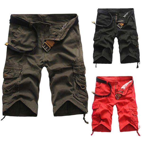 

shorts men summer european and american mens multi-pocket casual plaid five-point short homme pantalones cortos hombre men's, White;black