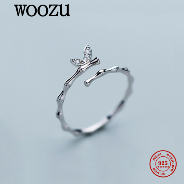 

cluster rings woozu real 925 sterling silver vintage butterfly open adjustable finger ring for women wedding engagement statement jewelry gi, Golden;silver