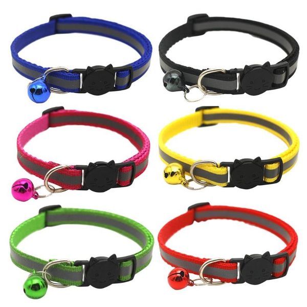 

cat collars & leads 6 pack reflective safety quick release with bell adjustable nylon strap small dogs cats collar 19-32cm
