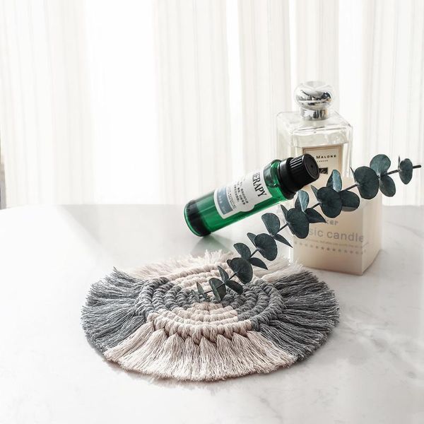 

mats & pads nordic style insulated woven drinks coffee mug coasters absorbent macrame cup