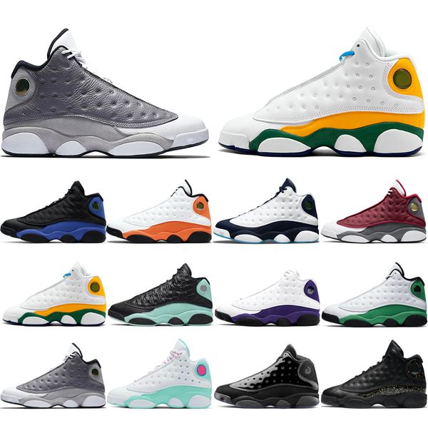 

original 13s basketball shoes atmosphere grey aurora green black cat bred and gown chicago flint gold glitter he got game starfish size 40-4