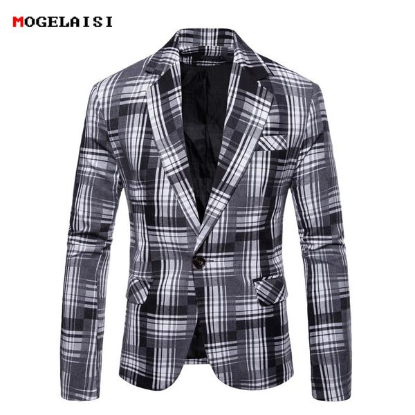 

men's suits & blazers men plaid spring man blazer chest range 104-120cm fit cotton autumn yellow pocket size m-3xl 9653, White;black