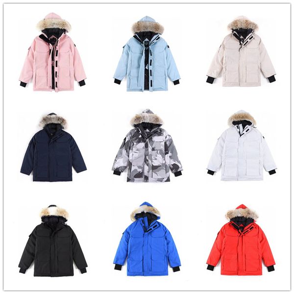 

canada wolf hair down jacket in winter outdoor tooling parka men and women with warm coat, Black