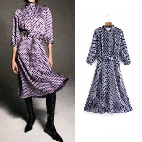 

vintage 2021 women dress turn-down collar high waist shirt plaid elegant a-line vestido mujer casual dresses, Black;gray