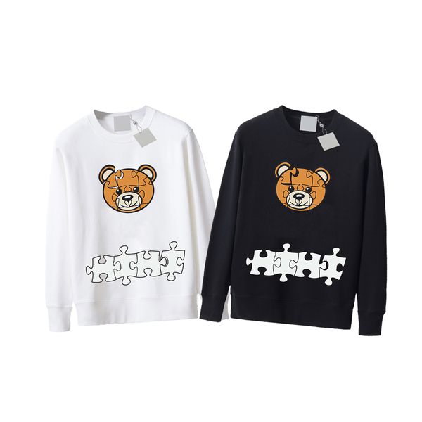 

fashion sweatshirts men women designer hoodies mens trendy letters with bear printed pullover long sleeve solid color autumn winter clothing, Black