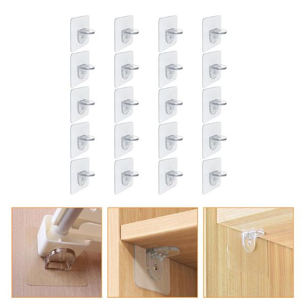 

bowls 20pcs support shelf bracket adhesive pegs wardrobe partition hooks (transparent)