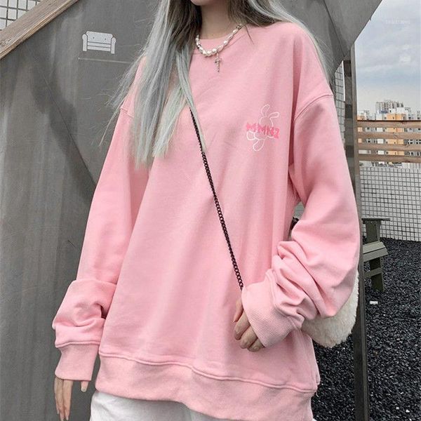 

women's hoodies & sweatshirts harajuku cartoon streetwear loose white long sleeve sweatshirt students female hoodie, Black