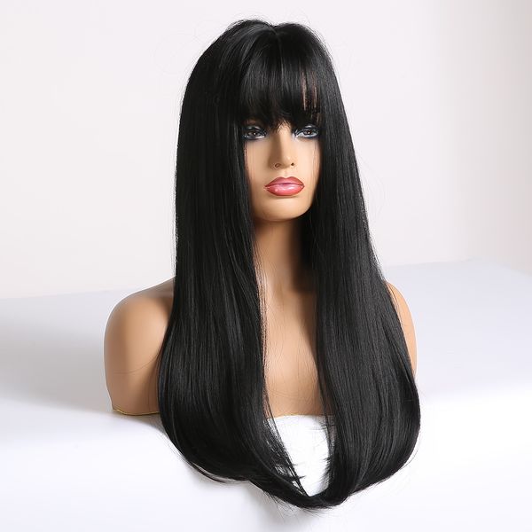 

costume accessories easihair long straight black synthetic wigs with bangs natural wigs for women high temperature fiber cosplay wigs heat r, Silver