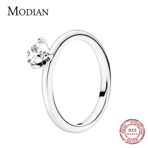 

cluster rings modian minimalism clear cz heart finger ring for women 925 sterling silver wedding engagement statement fashion fine jewelry, Golden;silver