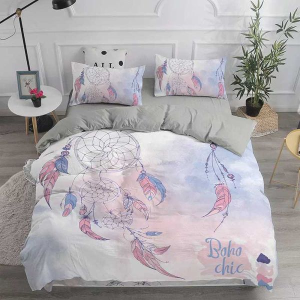 

dreamcatcher feather bedding set bohemian comforter bedroom with pillowcase duvet cover 2/3pcs full size simple home textile sets