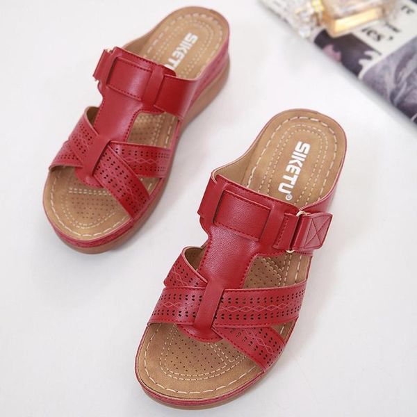 

slippers women flip flop 2021 summer open toe hook loop comfy casual wedges non-slip pantuflas mujer claquette femme chaussure, Black