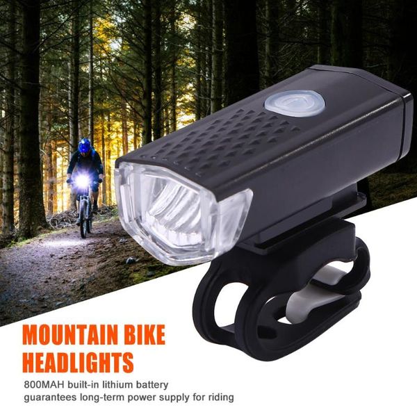 

bike lights mountain headlight usb rechargeable super bright riding tool (black)